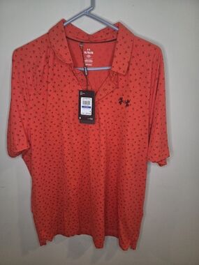 Under Armour Men’s Orange Red Star-Print Polo